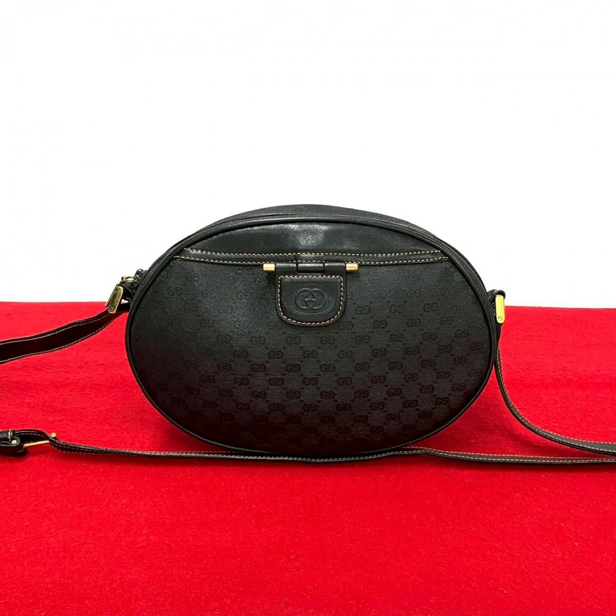 GUCCI Shoulder Bag Leather, PVC black Micro GG logoMetal Women