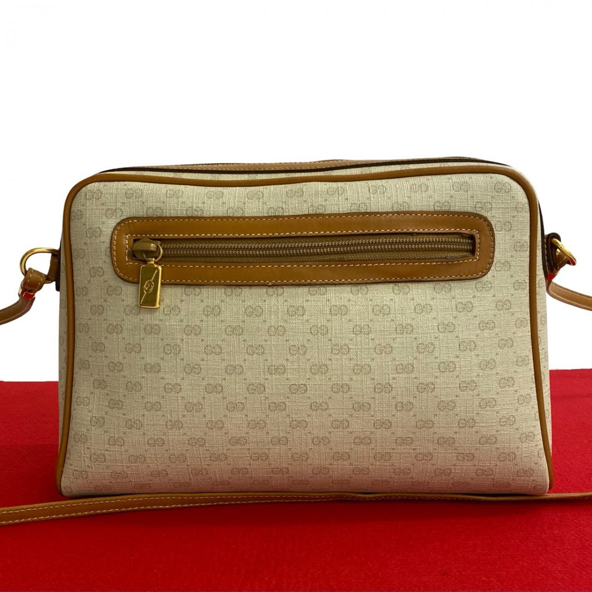 GUCCI Shoulder Bag Leather, PVC Brown Micro GG logo Women