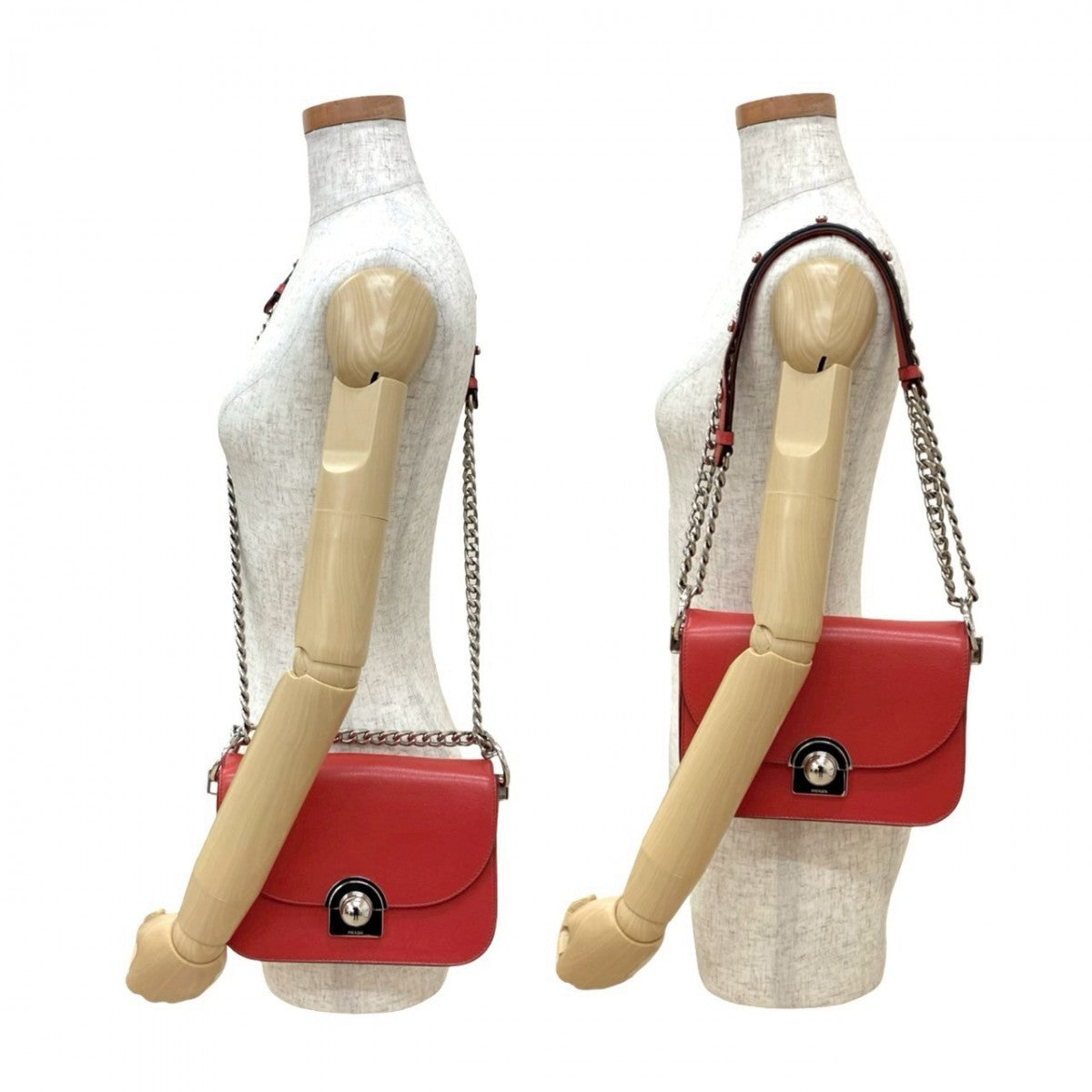 PRADA Shoulder Bag leather Red
