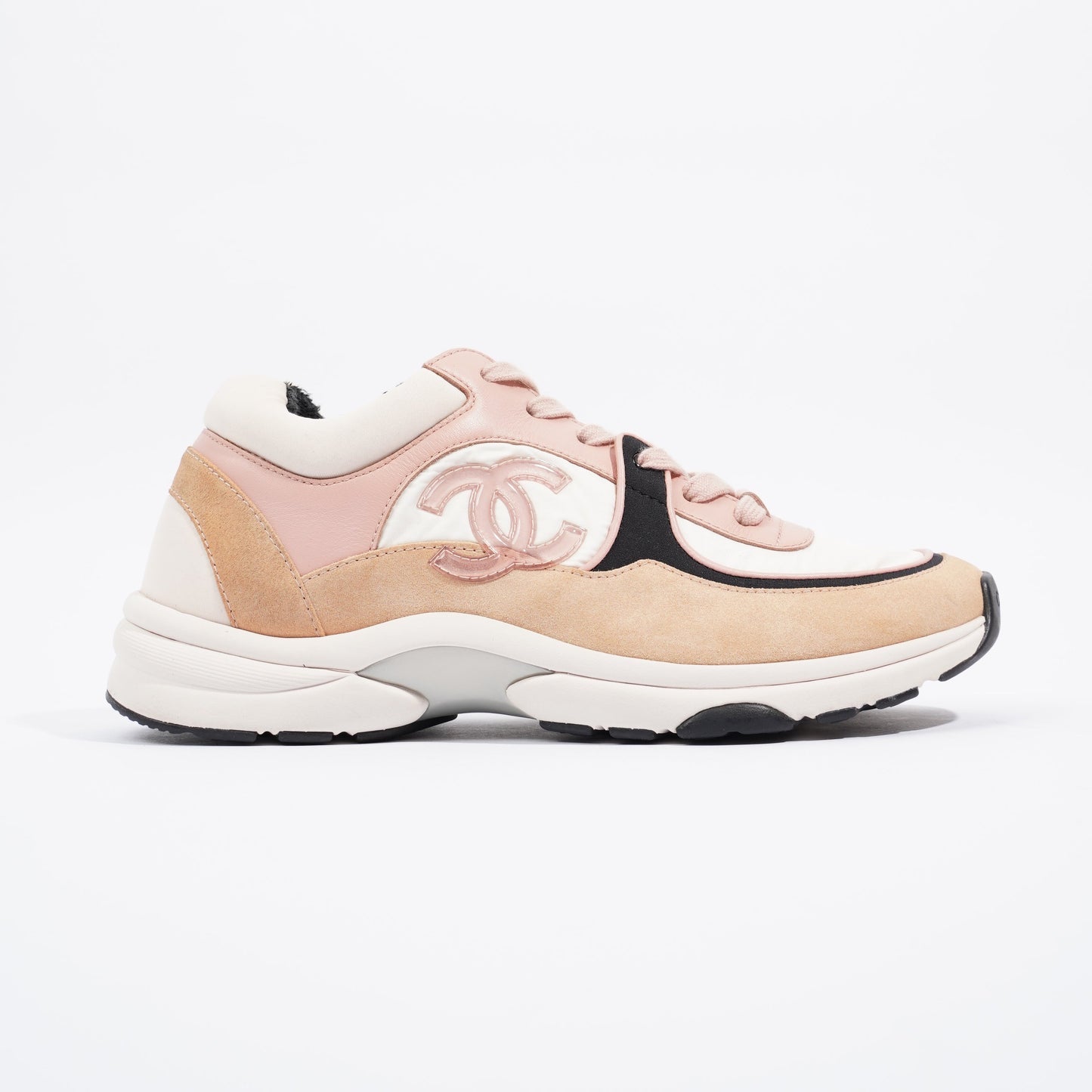 Chanel CC Runner Pink White Beige Suede EU 40 UK 7