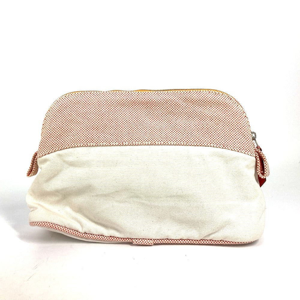 HERMES Pouch canvas white logo horse cheval