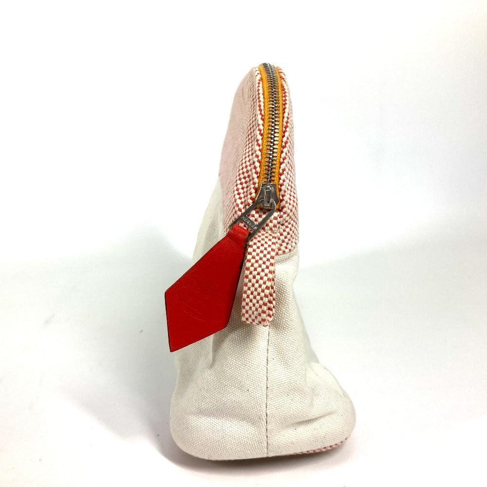 HERMES Pouch canvas white logo horse cheval