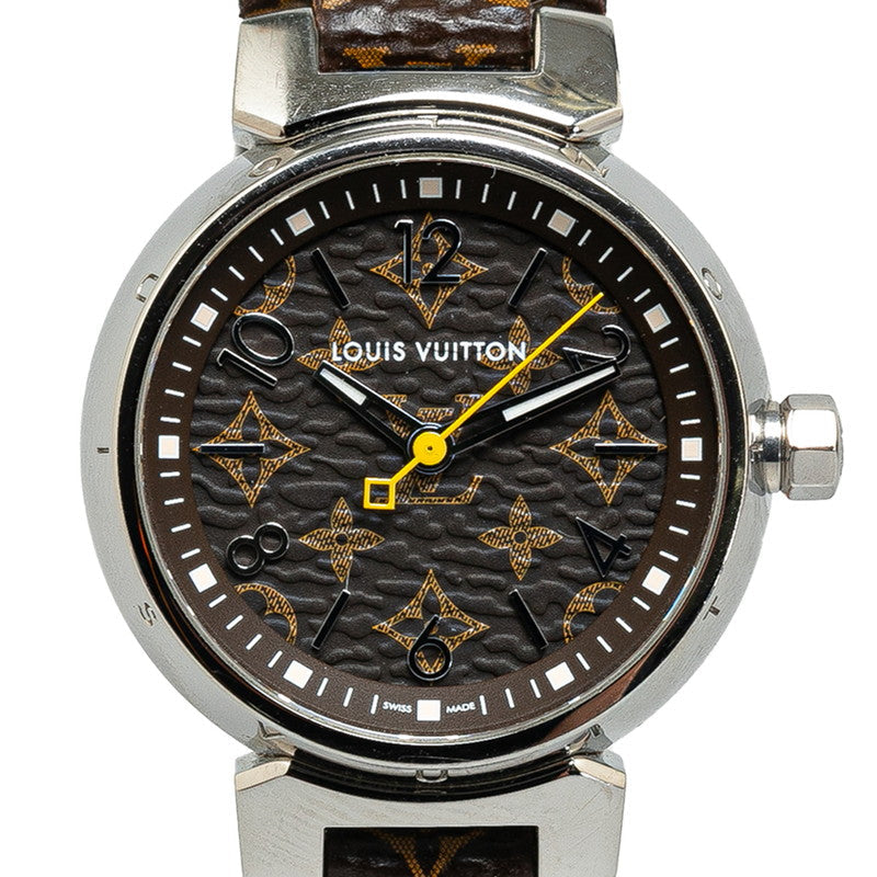 Louis Vuitton Monogram Tubular Canvas Strap M R15231 Automatic Brown Dial PVC Leather Louis Vuitton