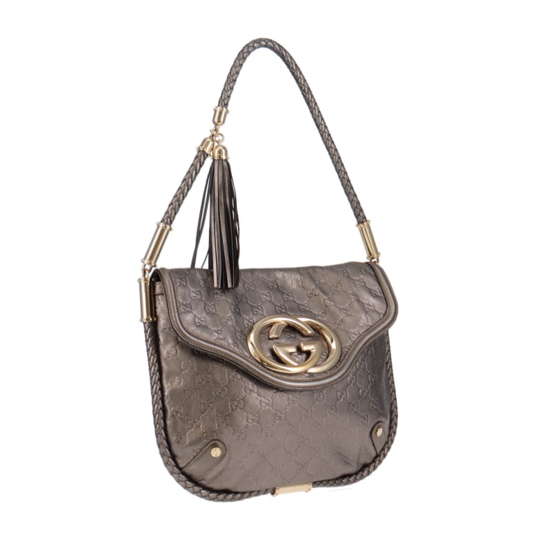 Gucci Grey Leather Metallic Shoulder Bag