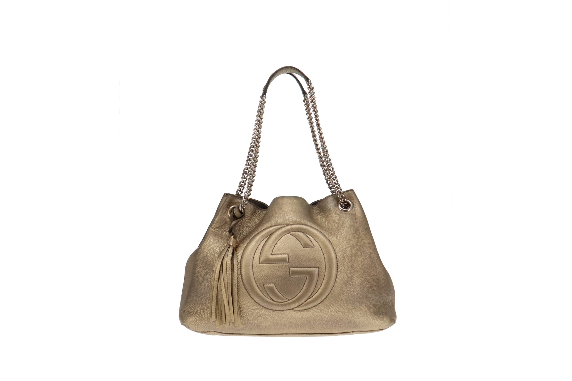 Gucci Soho Gold Leather Metallic Handbag