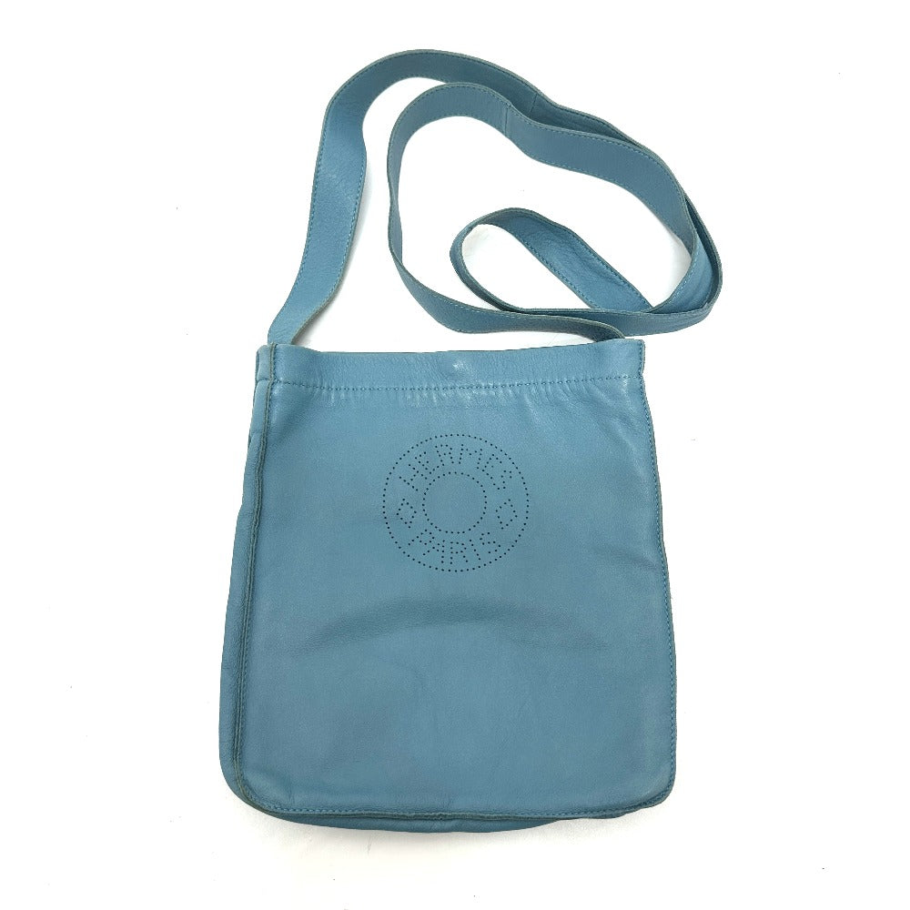 HERMES Shoulder Bag leather blue Crude cell