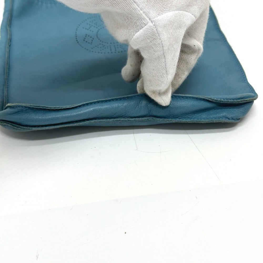 HERMES Shoulder Bag leather blue Crude cell