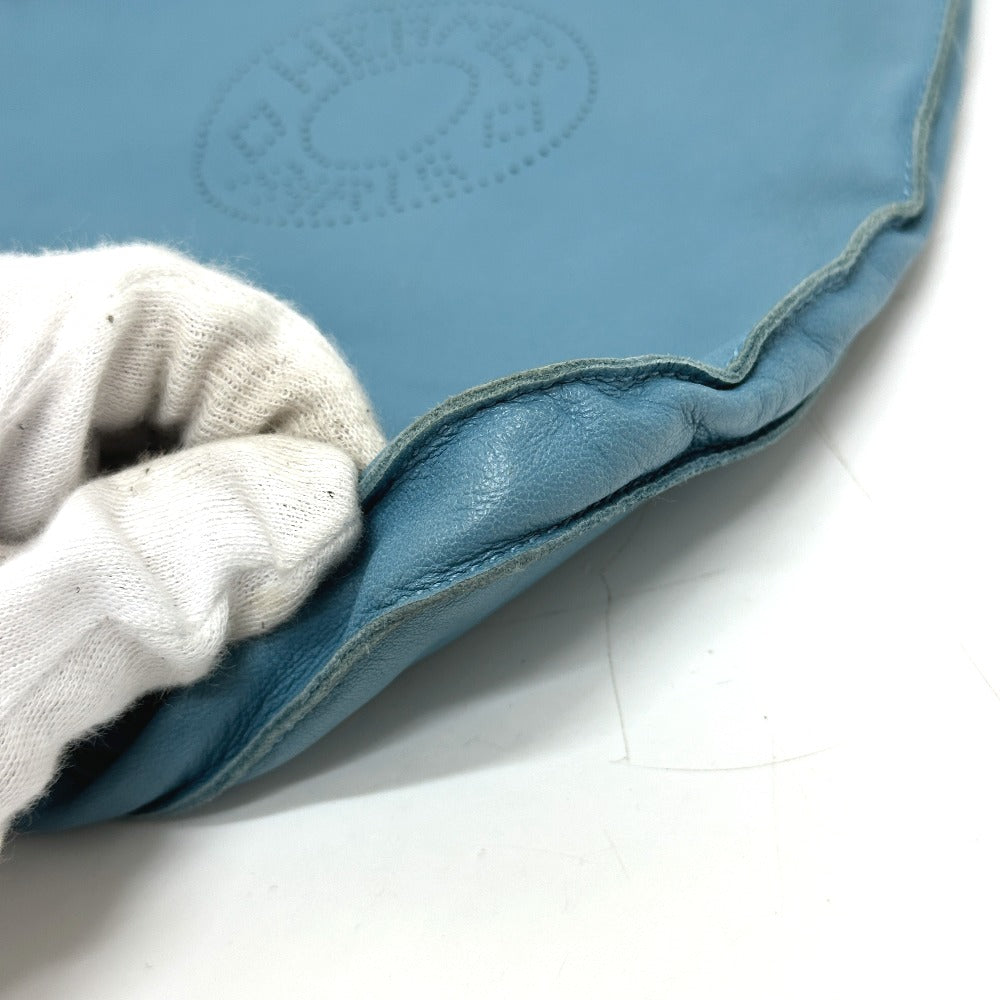 HERMES Shoulder Bag leather blue Crude cell