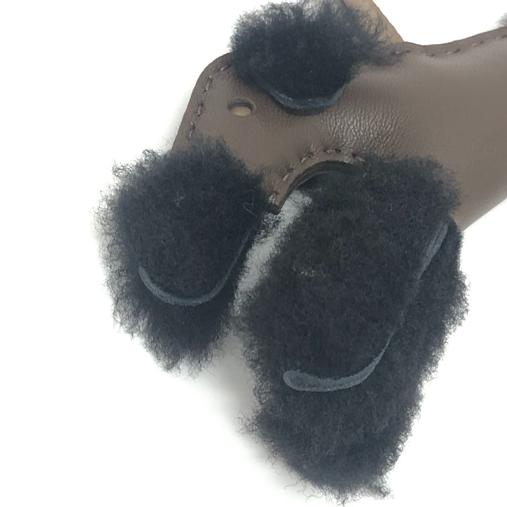 HERMES Bag charm Sheepskin, Mouton Brown Paddy charm