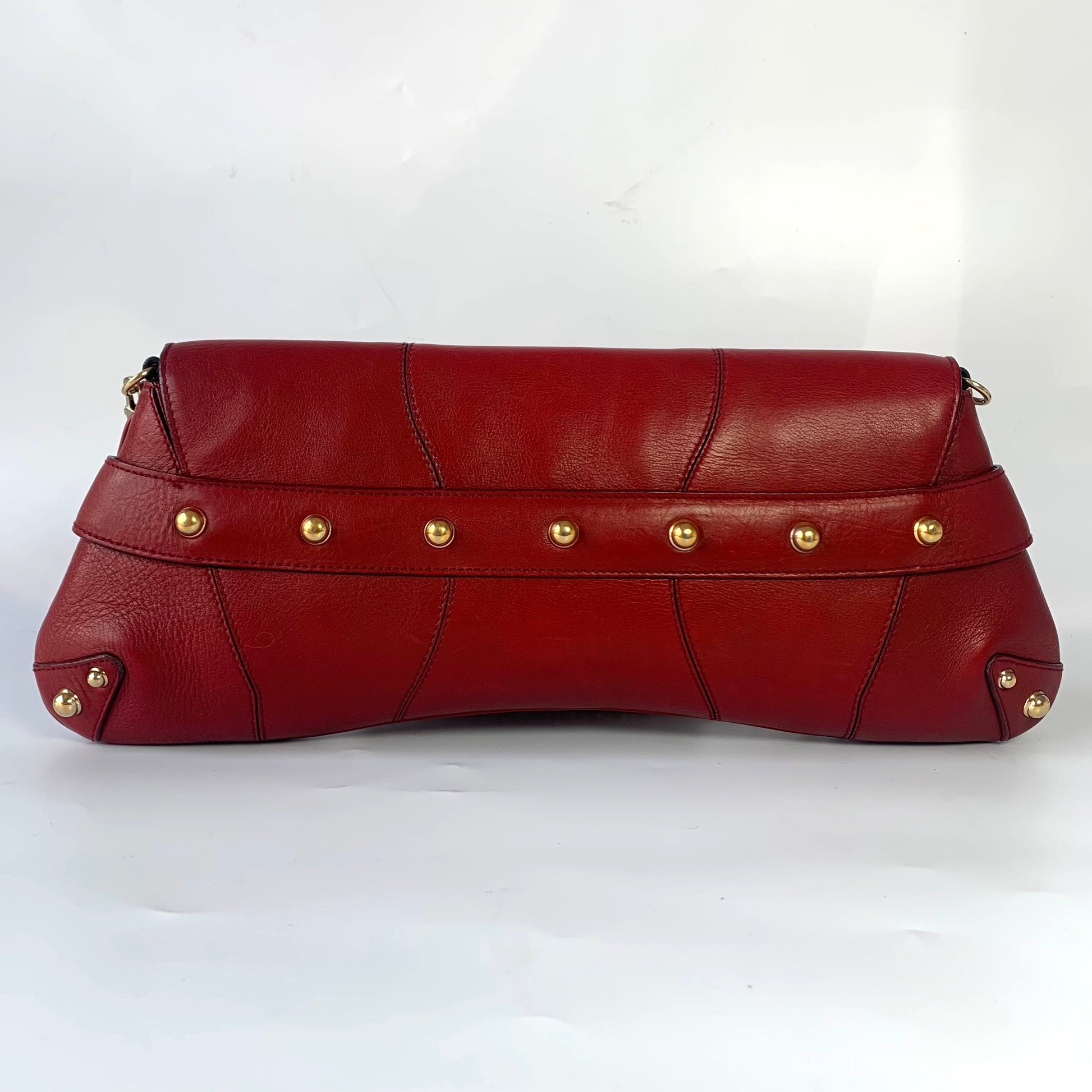 Gucci Horsebit 1955 Chain leather bag in Red with gold studs
