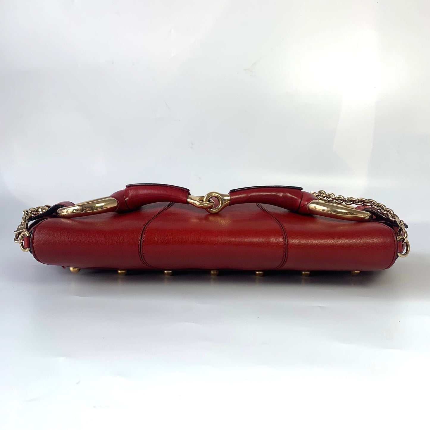Gucci Horsebit 1955 Chain leather bag in Red with gold studs