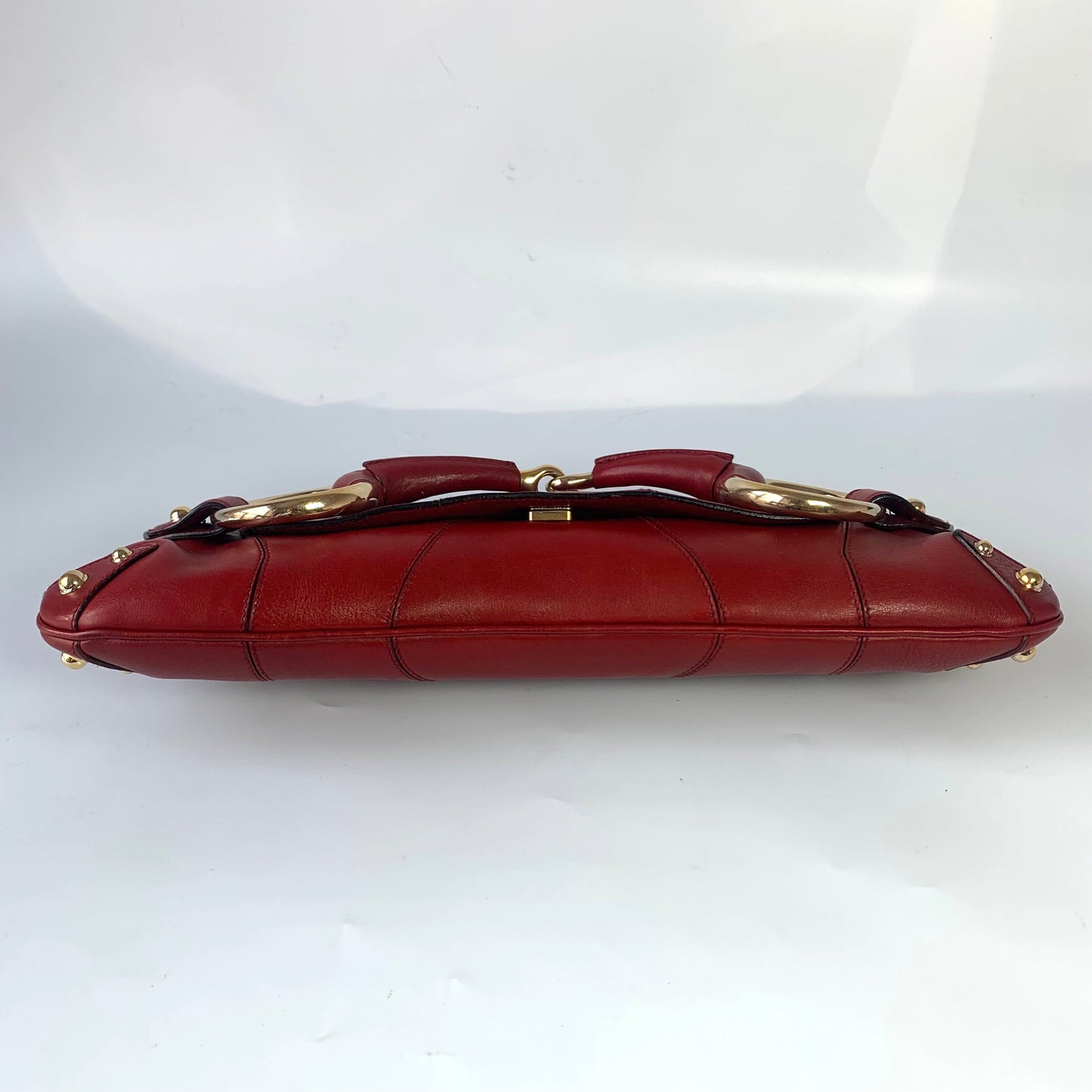 Gucci Horsebit 1955 Chain leather bag in Red with gold studs