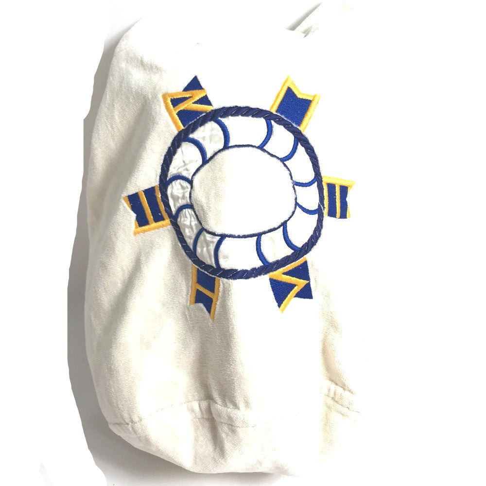 HERMES Shoulder Bag cotton white Marine Pattern purse Women