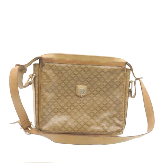 Luxury CELINE Macadam Shoulder Bag Coated Canvas Beige 27875