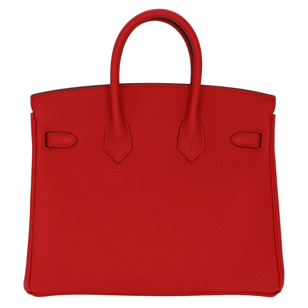 Hermes25cm Birkin Rouge Radieux Togo Leather Palladium Hardware