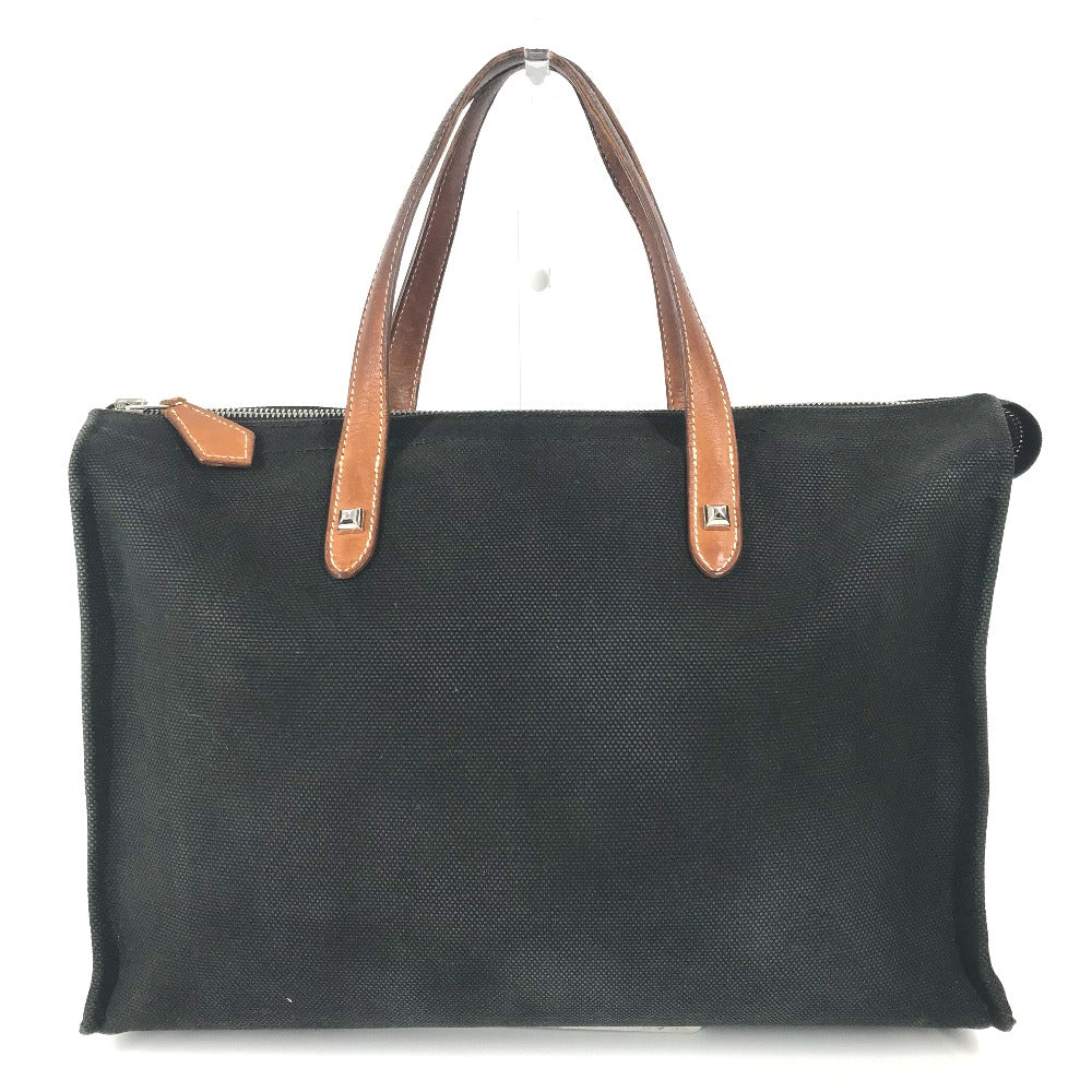 HERMES Business bag Canvas / leather black Medall studs