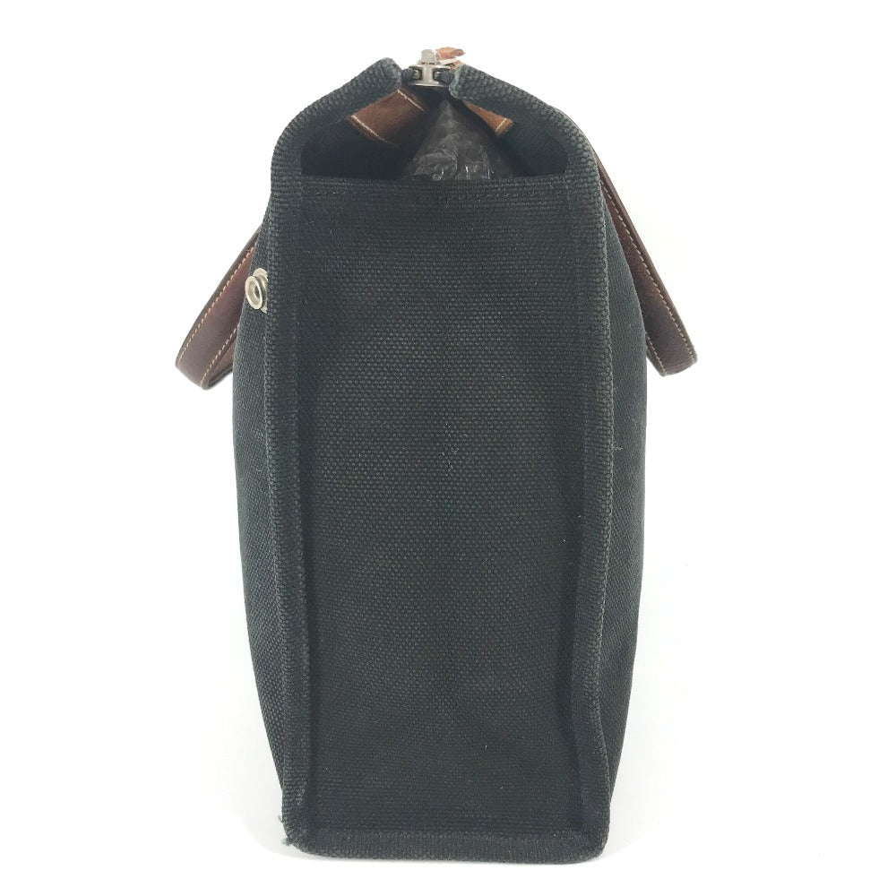 HERMES Business bag Canvas / leather black Medall studs
