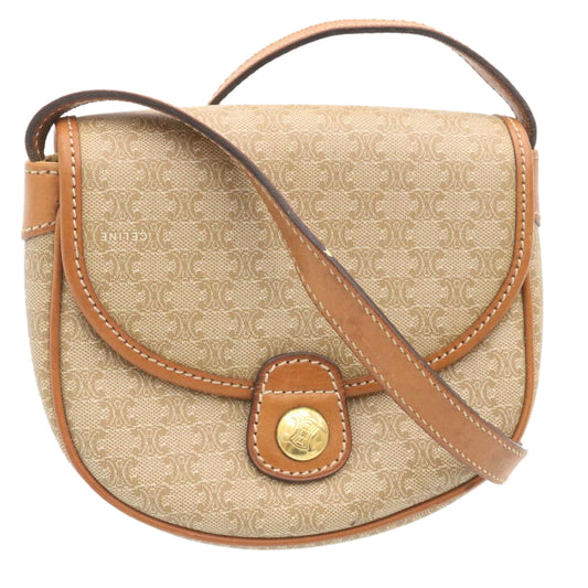 Luxury CELINE Macadam Canvas Shoulder Bag Brown 28459