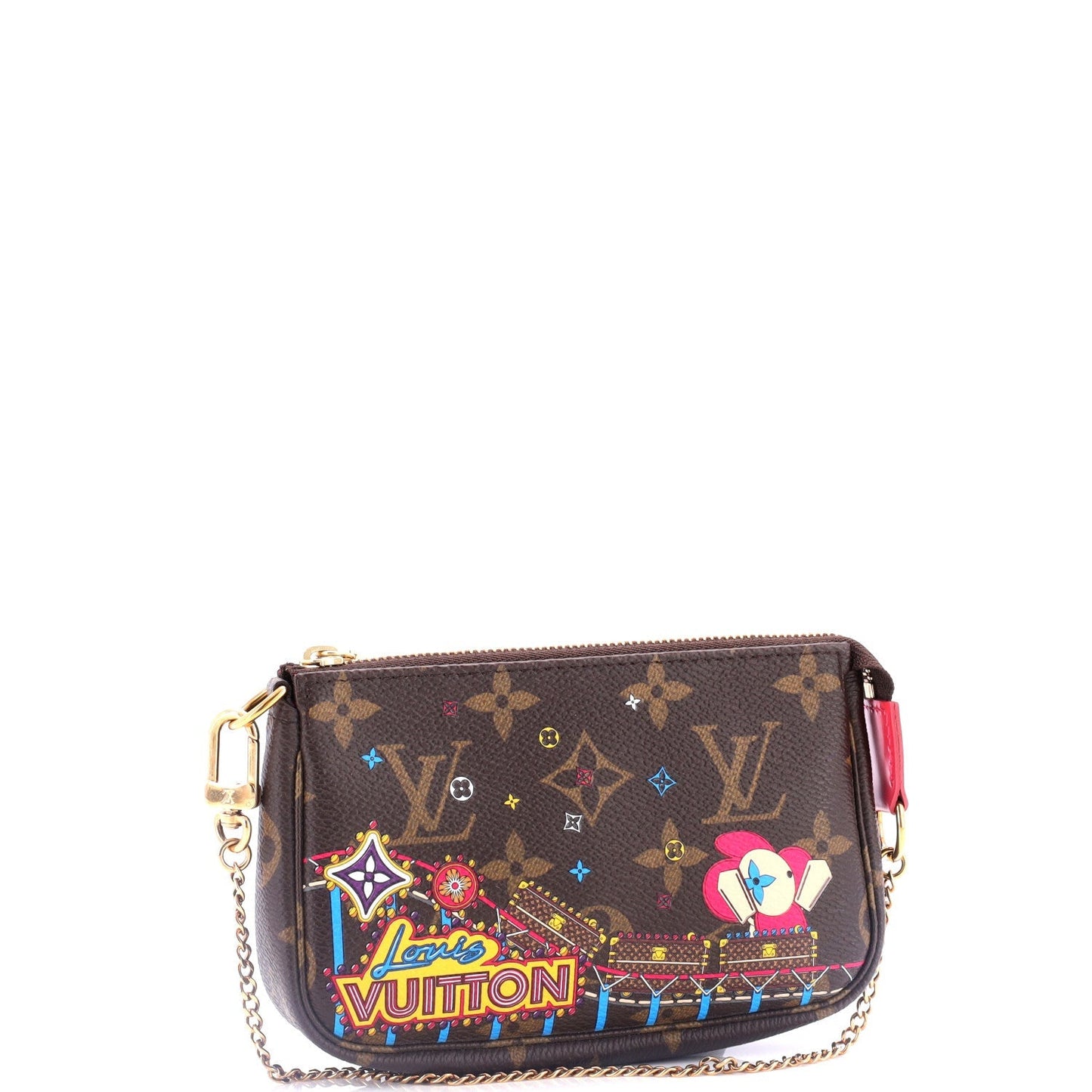 Louis Vuitton Pochette Accessoires Limited Edition Vivienne Xmas Monogram Canvas Mini