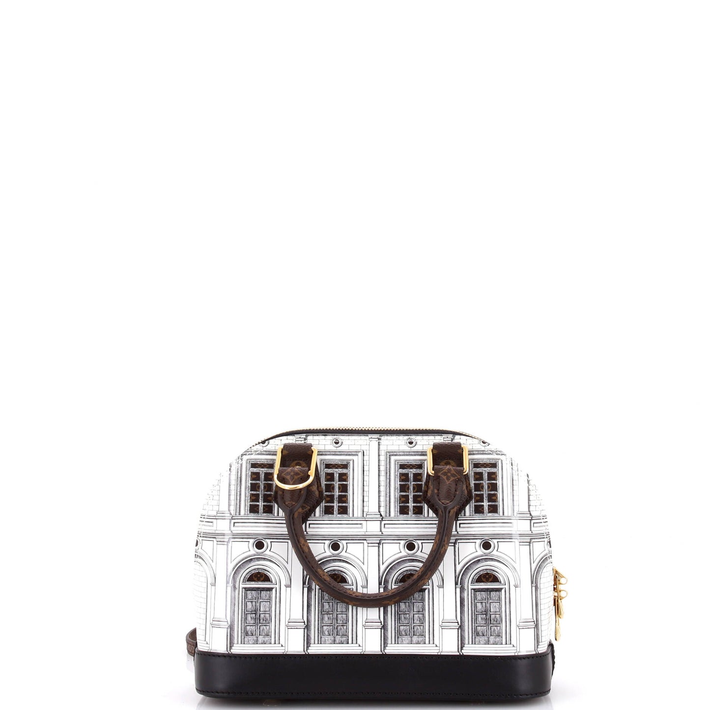 Louis Vuitton Alma Handbag Limited Edition Fornasetti Architettura Print Leather and Monogram Canvas BB