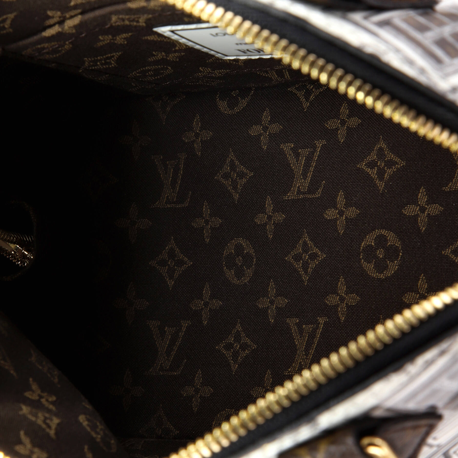 Louis Vuitton Alma Handbag Limited Edition Fornasetti Architettura Print Leather and Monogram Canvas BB