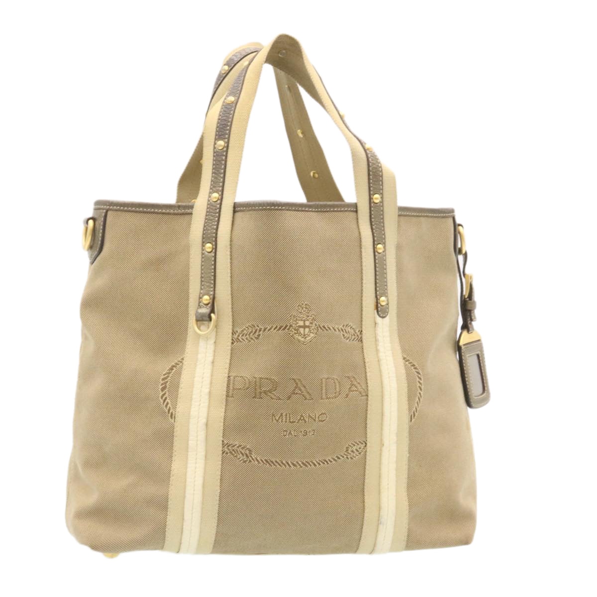 Prada Shoulder Bag Canvas Khaki