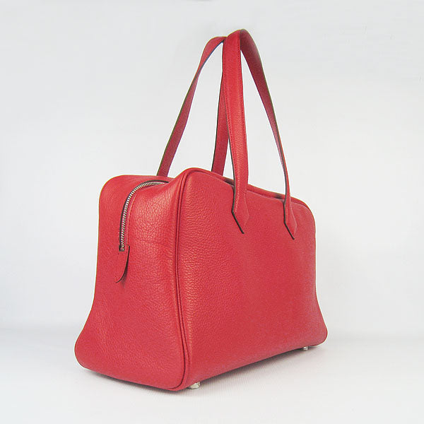 Luxury Hermes Togo leather handbag red