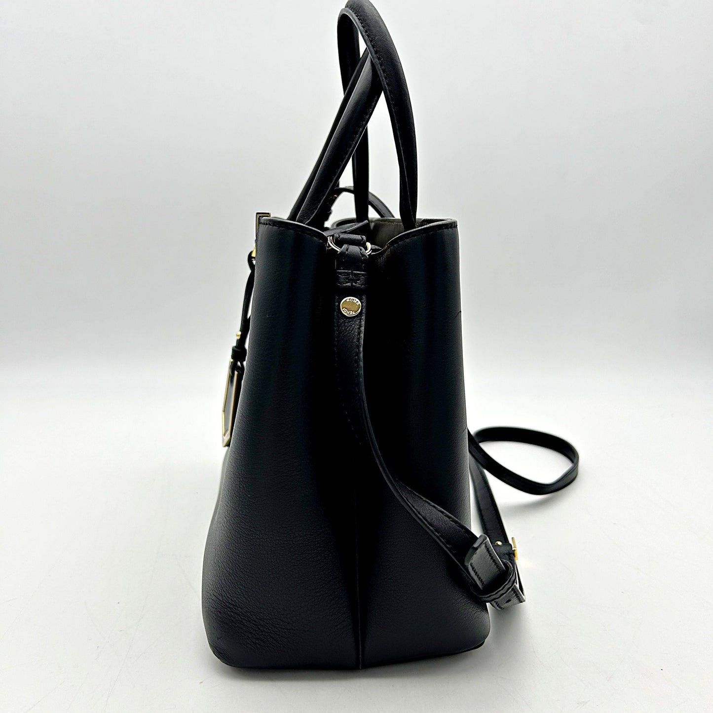Fendi Black Saffiano Leather Petite Sac 2jours Elite Tote Bag LA15790