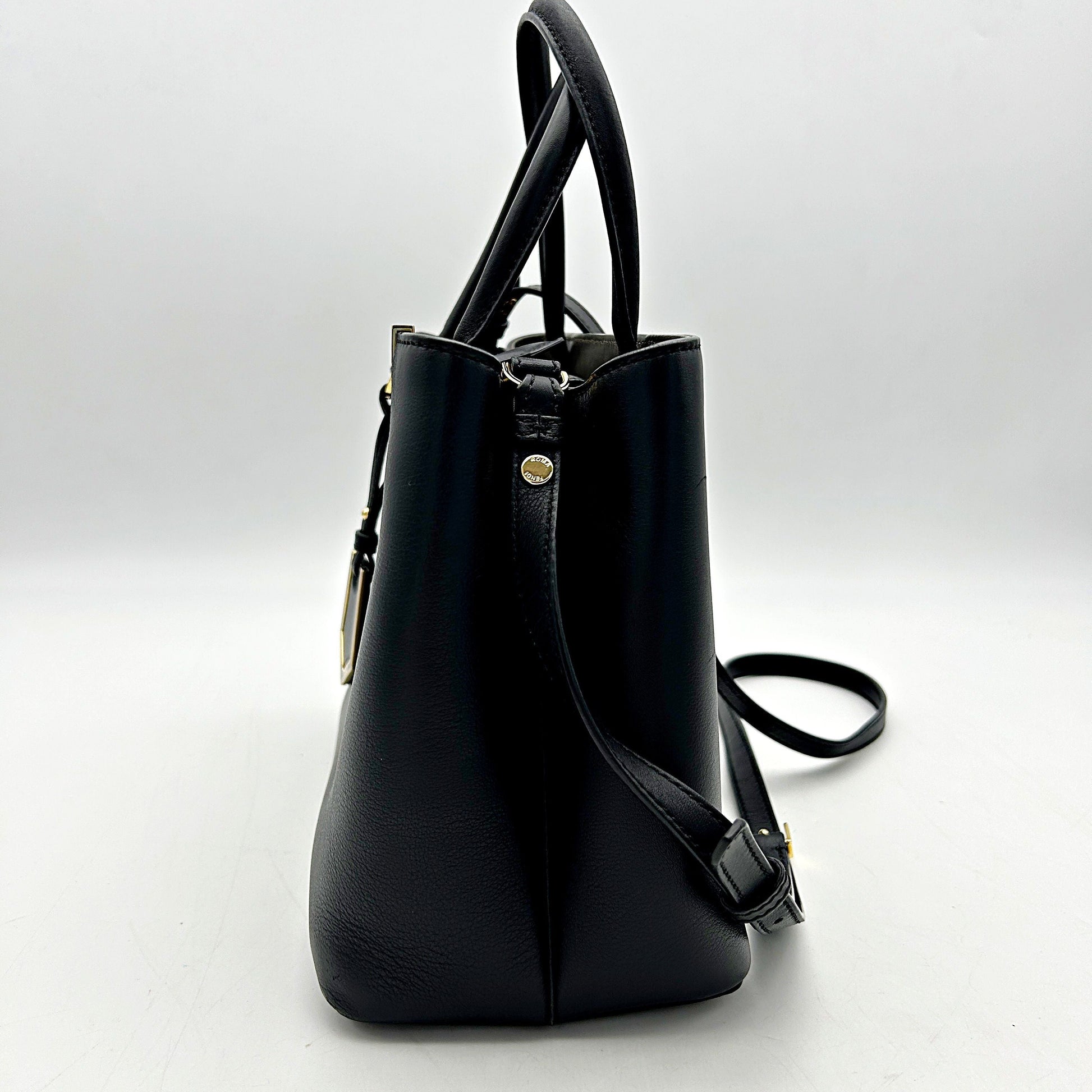 Fendi Black Saffiano Leather Petite Sac 2jours Elite Tote Bag LA15790
