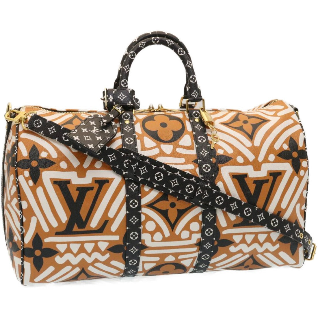 LOUIS VUITTON LV Crafty Keepall Bandouliere 45 Boston Caramel M45473 Auth 29194A