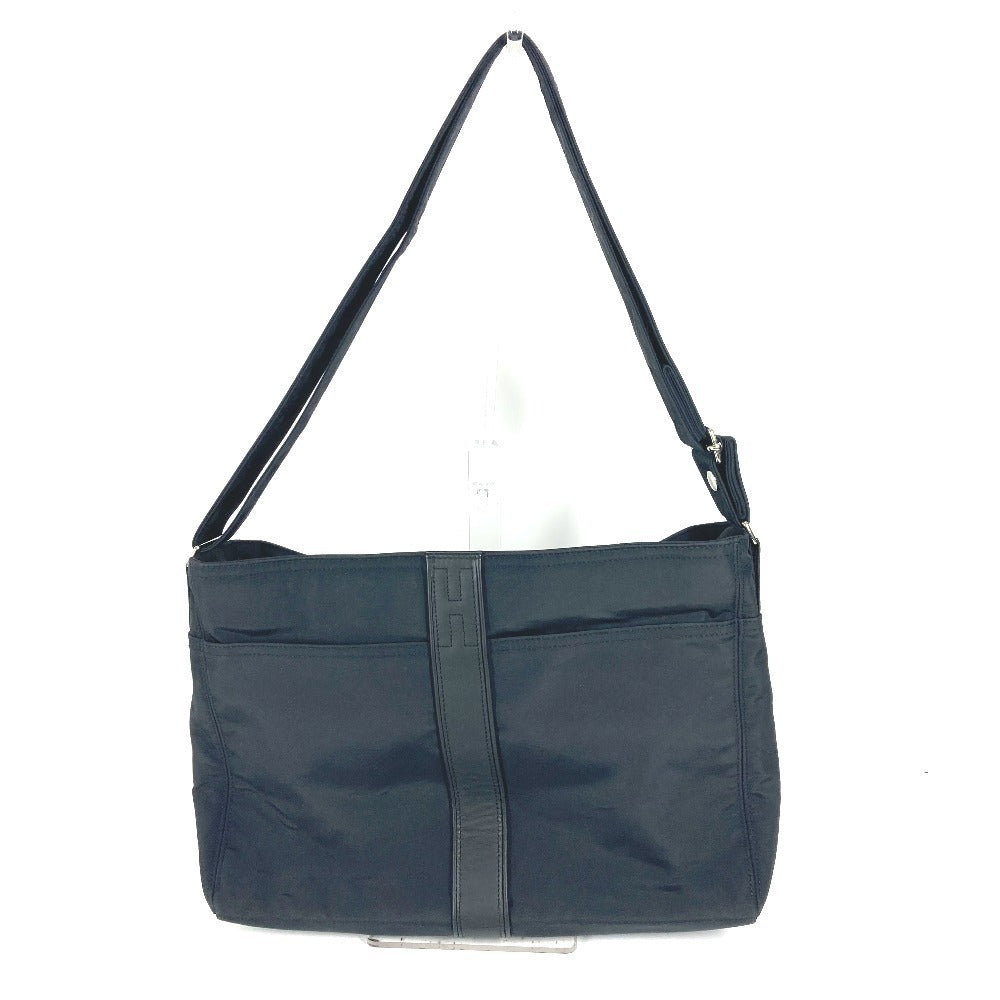 HERMES Shoulder Bag Nylon black Acapulco Basas MM