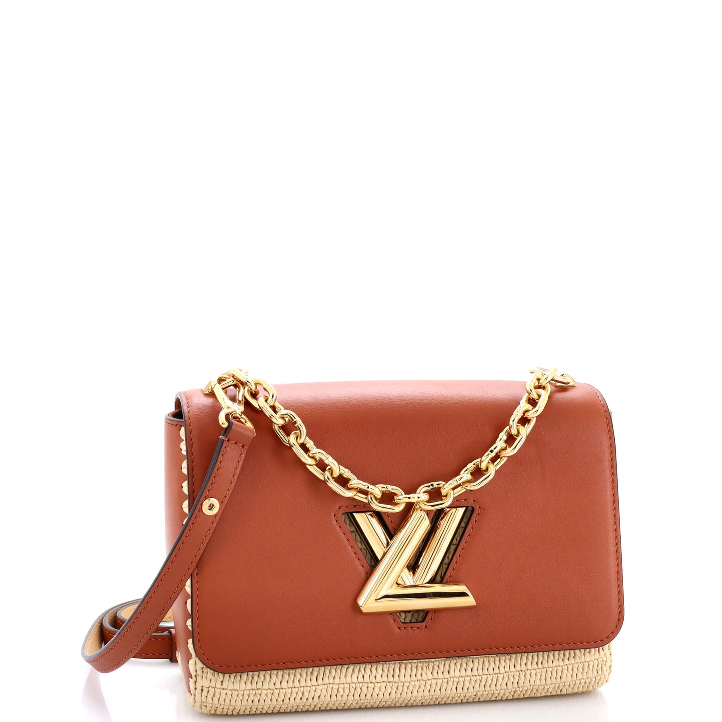 Louis Vuitton Twist Convertible Handbag Leather and Raffia MM