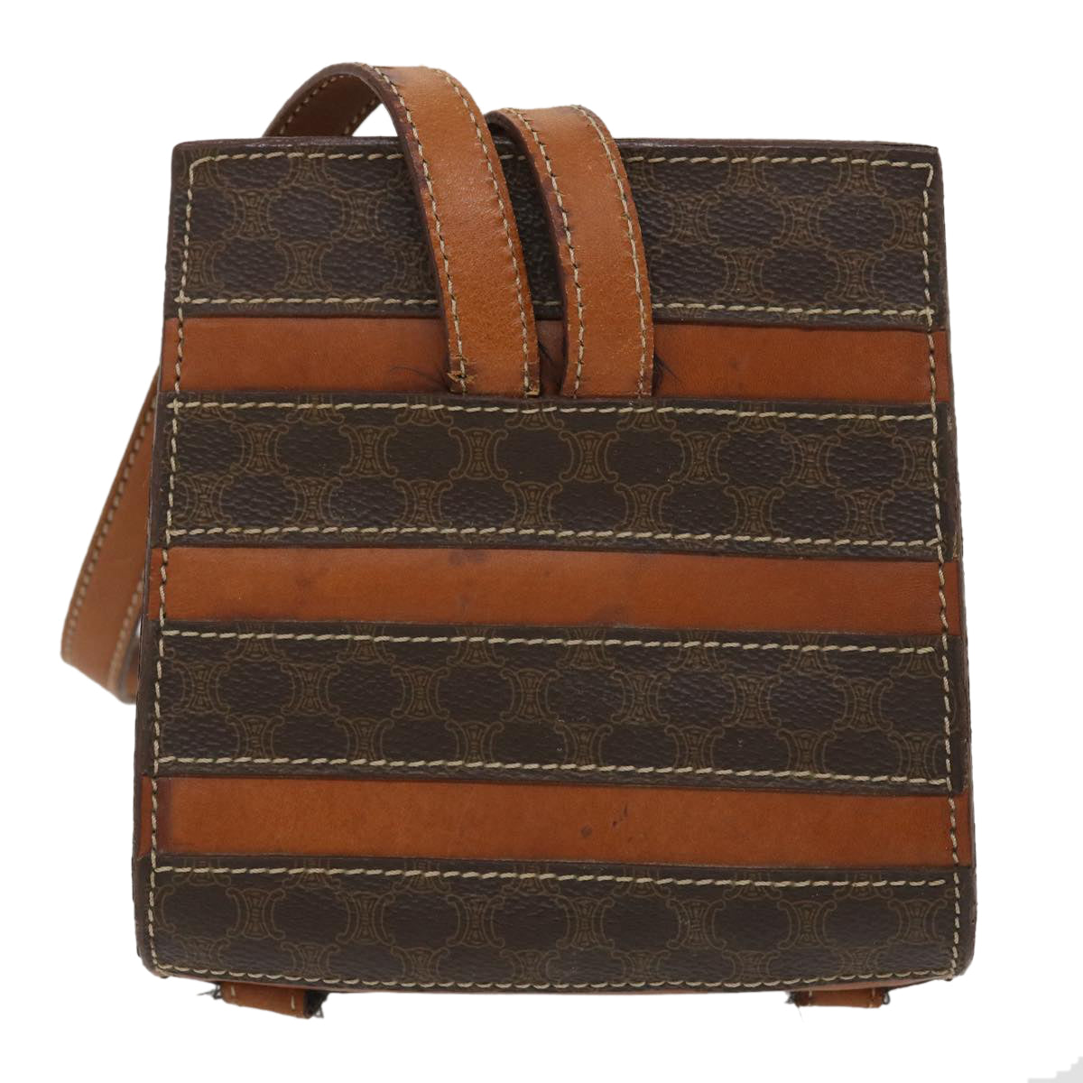 Luxury CELINE Macadam Canvas Backpack PVC Leather Brown 29642