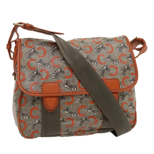 Luxury CELINE C Macadam Canvas Shoulder Bag Coated Canvas Orange 29764