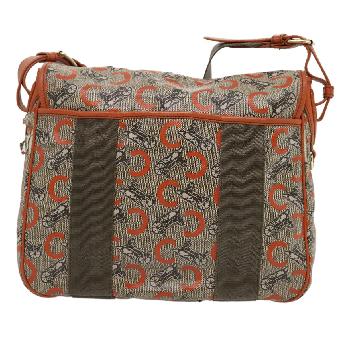 Luxury CELINE C Macadam Canvas Shoulder Bag Coated Canvas Orange 29764