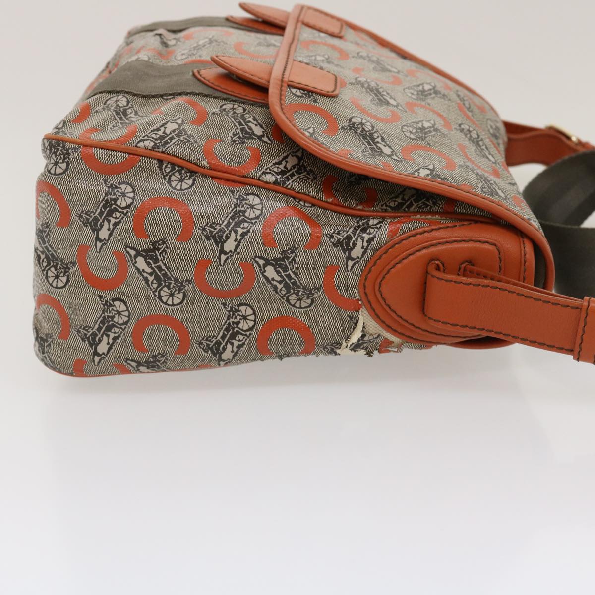 Luxury CELINE C Macadam Canvas Shoulder Bag Coated Canvas Orange 29764