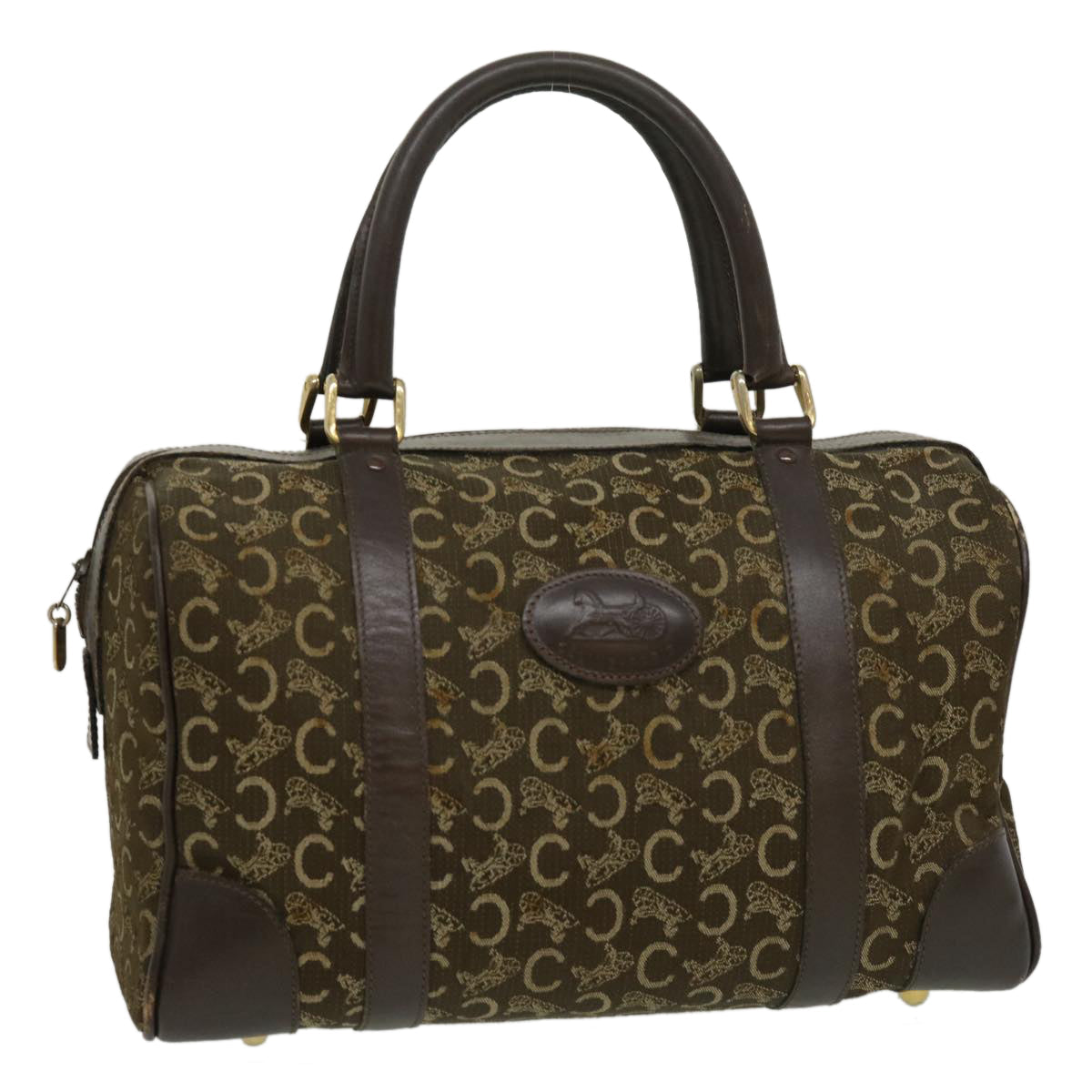 Luxury CELINE C Macadam Canvas Hand Bag Brown 29810