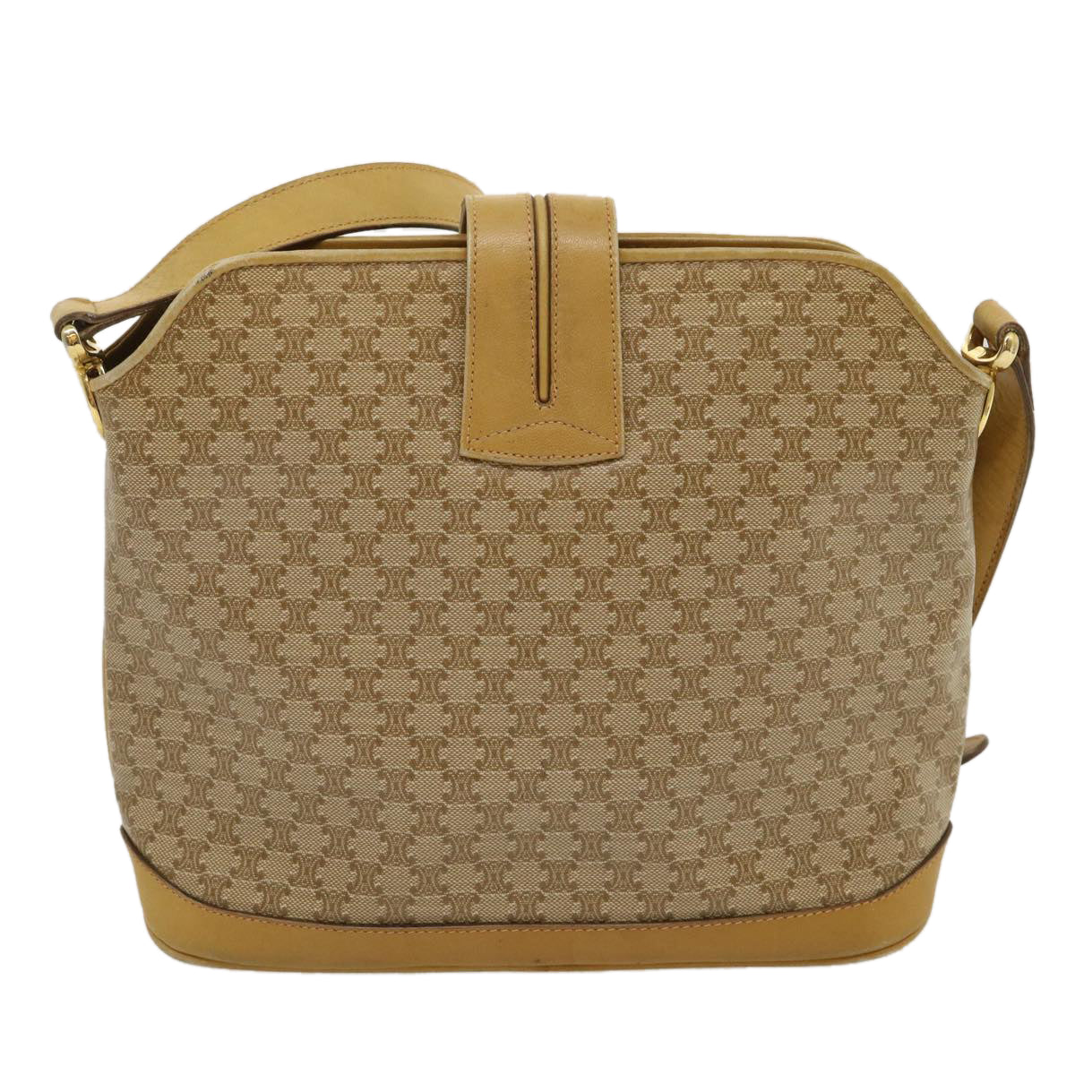 Luxury CELINE Macadam Canvas Shoulder Bag Beige 29812