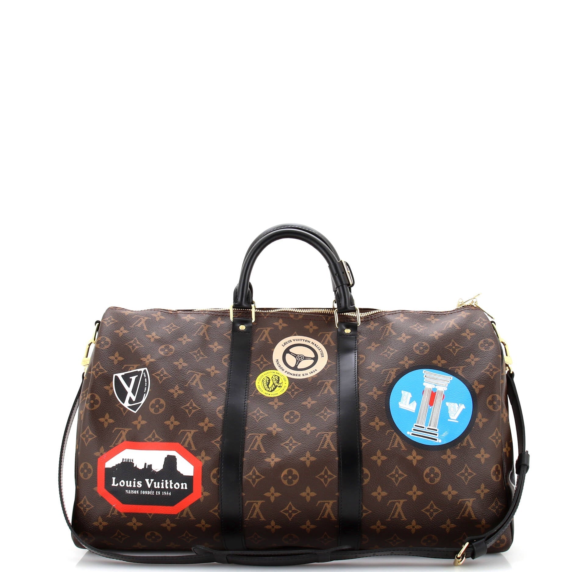 Louis Vuitton Keepall Bandouliere Bag Limited Edition World Tour Monogram Canvas 50