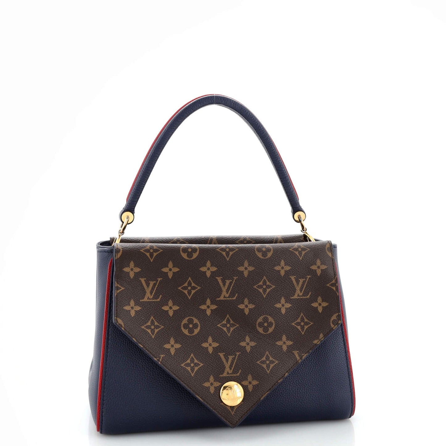 Louis Vuitton Double V Handbag Calfskin with Monogram Canvas