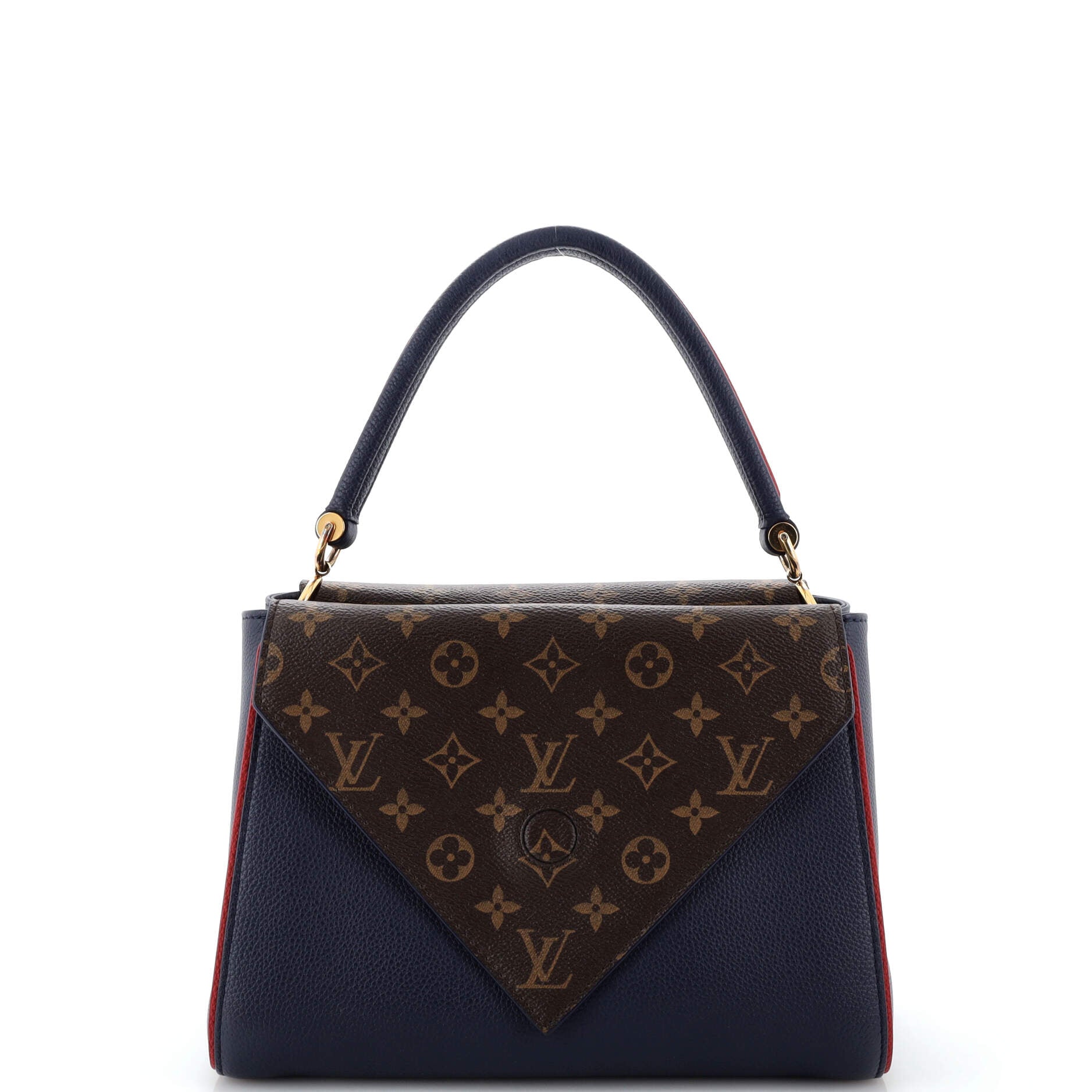 Louis Vuitton Double V Handbag Calfskin with Monogram Canvas