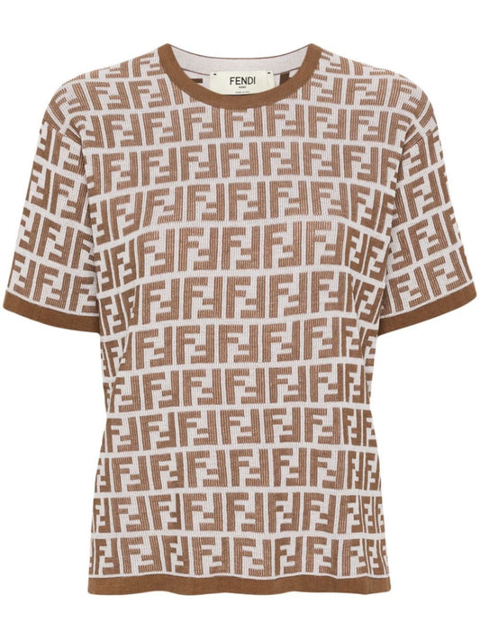 Fendi Women Ff-Print Short-Sleeved Jumper