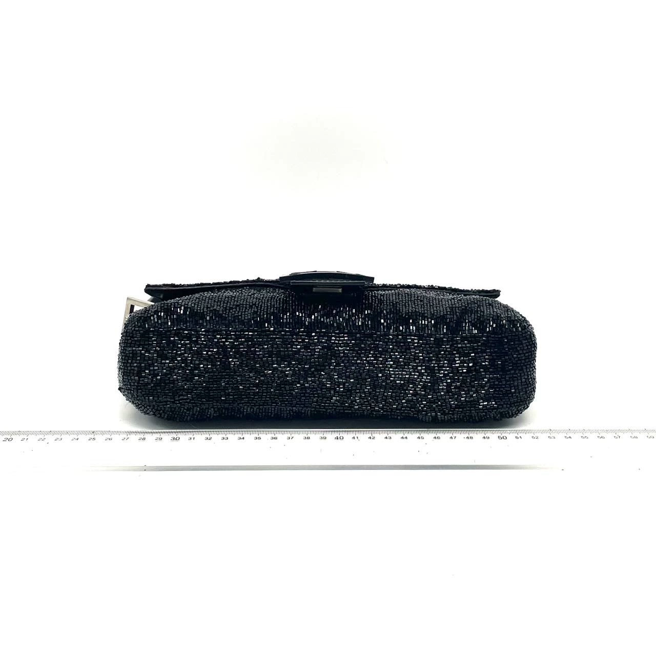 Fendi Baguette Black Glitter Beads Shoulder Bag