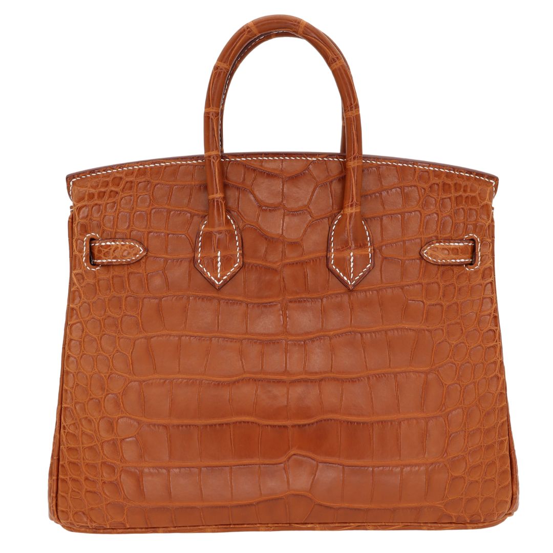 Hermes25cm Birkin Fauve Matte Alligator Palladium Hardware