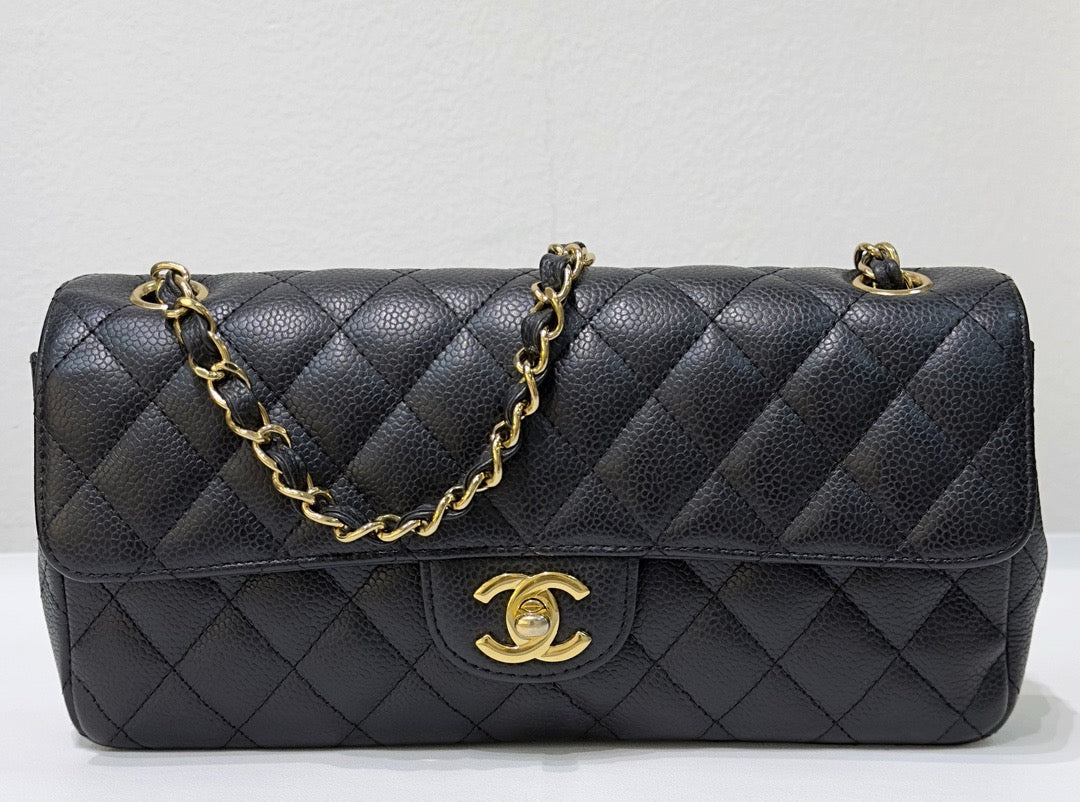 Chanel Caviar East West Flap Bag Black GHW holo 1304 db
