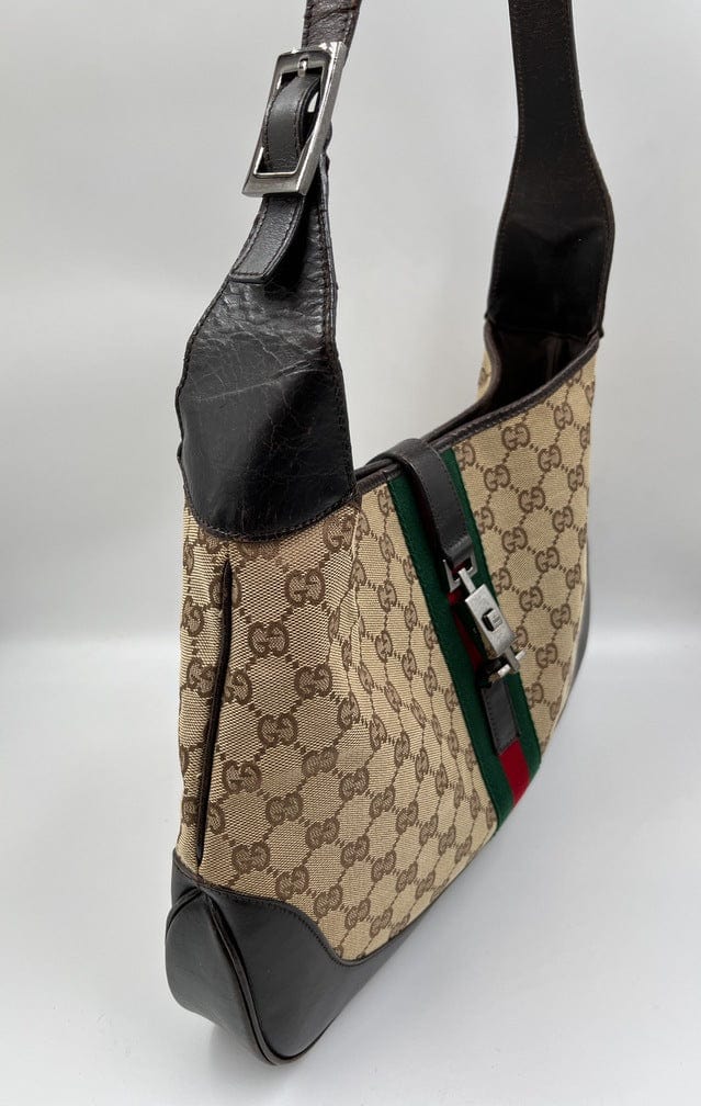Gucci Jackie Leather Canvas Shoulder Bag Style 18