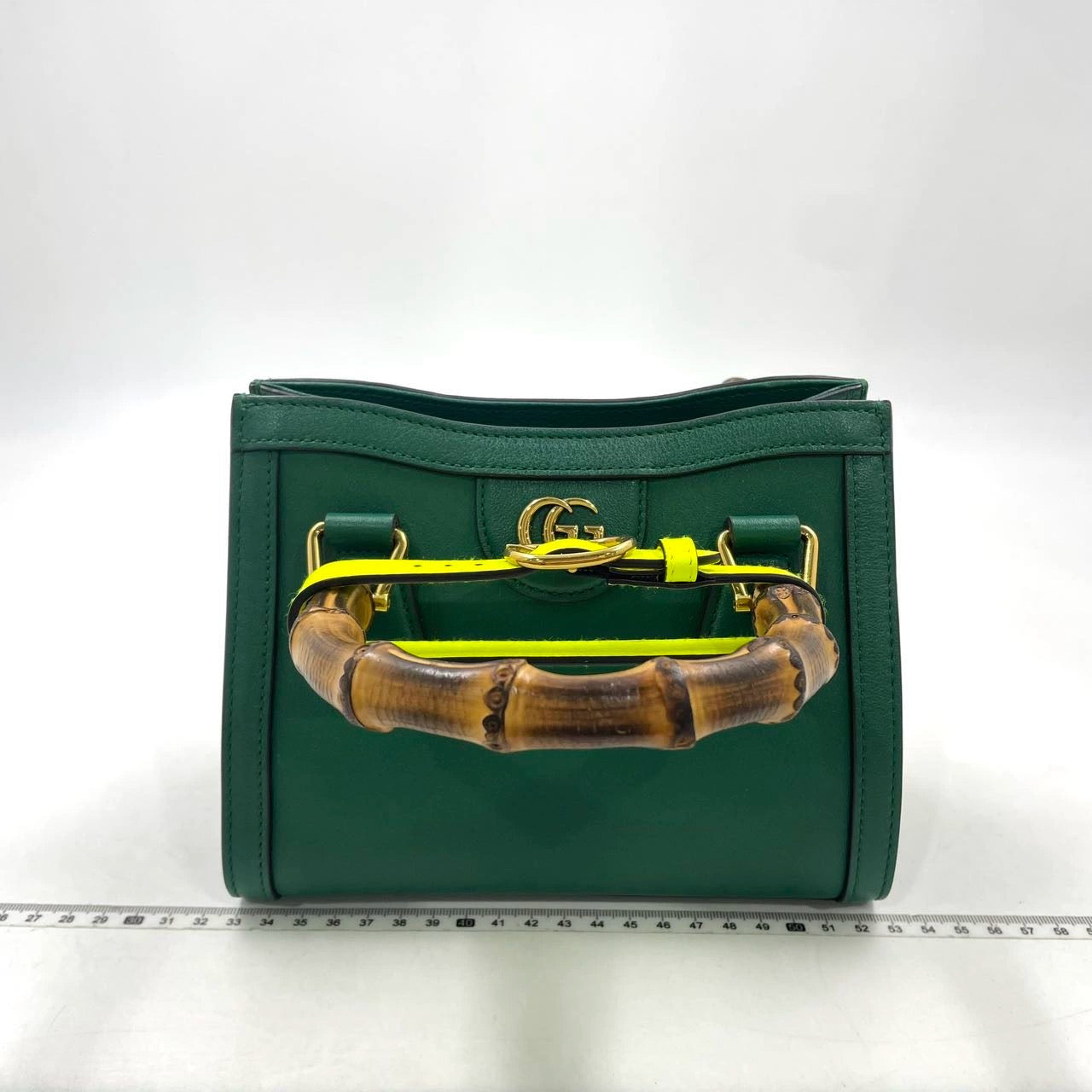 Gucci Diana Mini Green Leather Bag Bamboo Handle with Strap