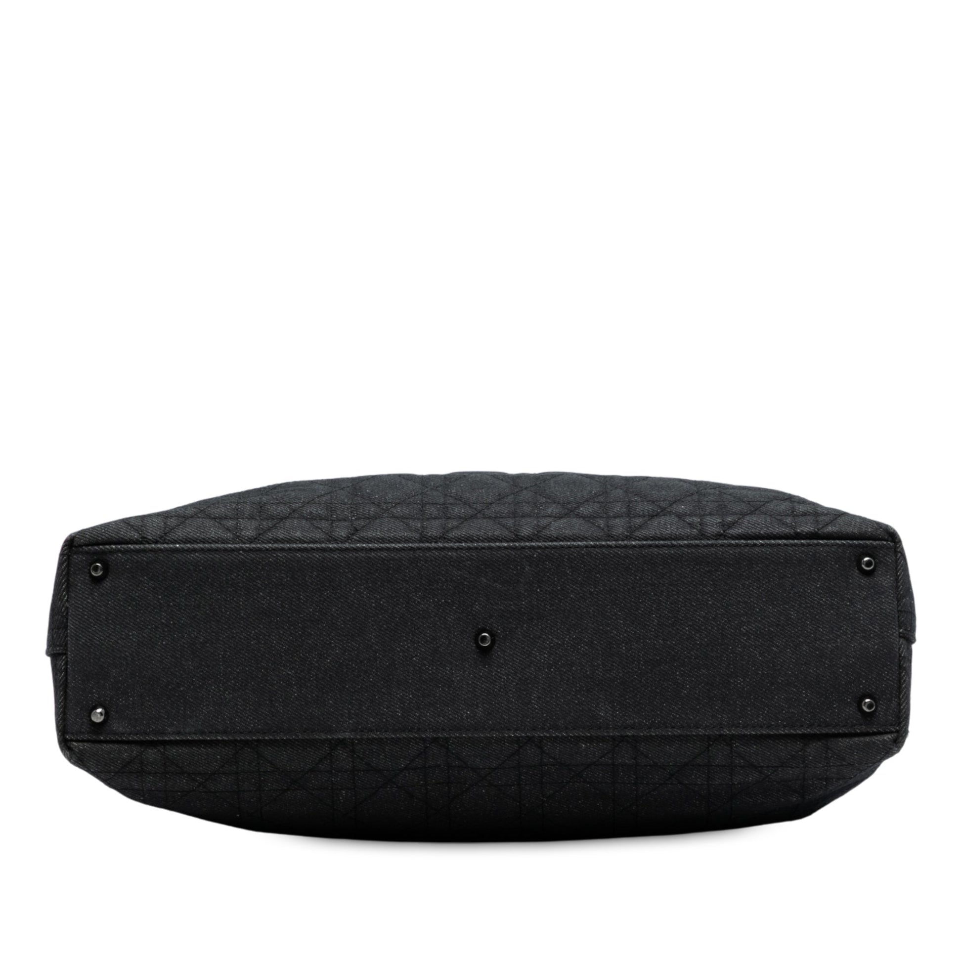 Black Dior Extra Large Denim Cannage Lady Dior Satchel