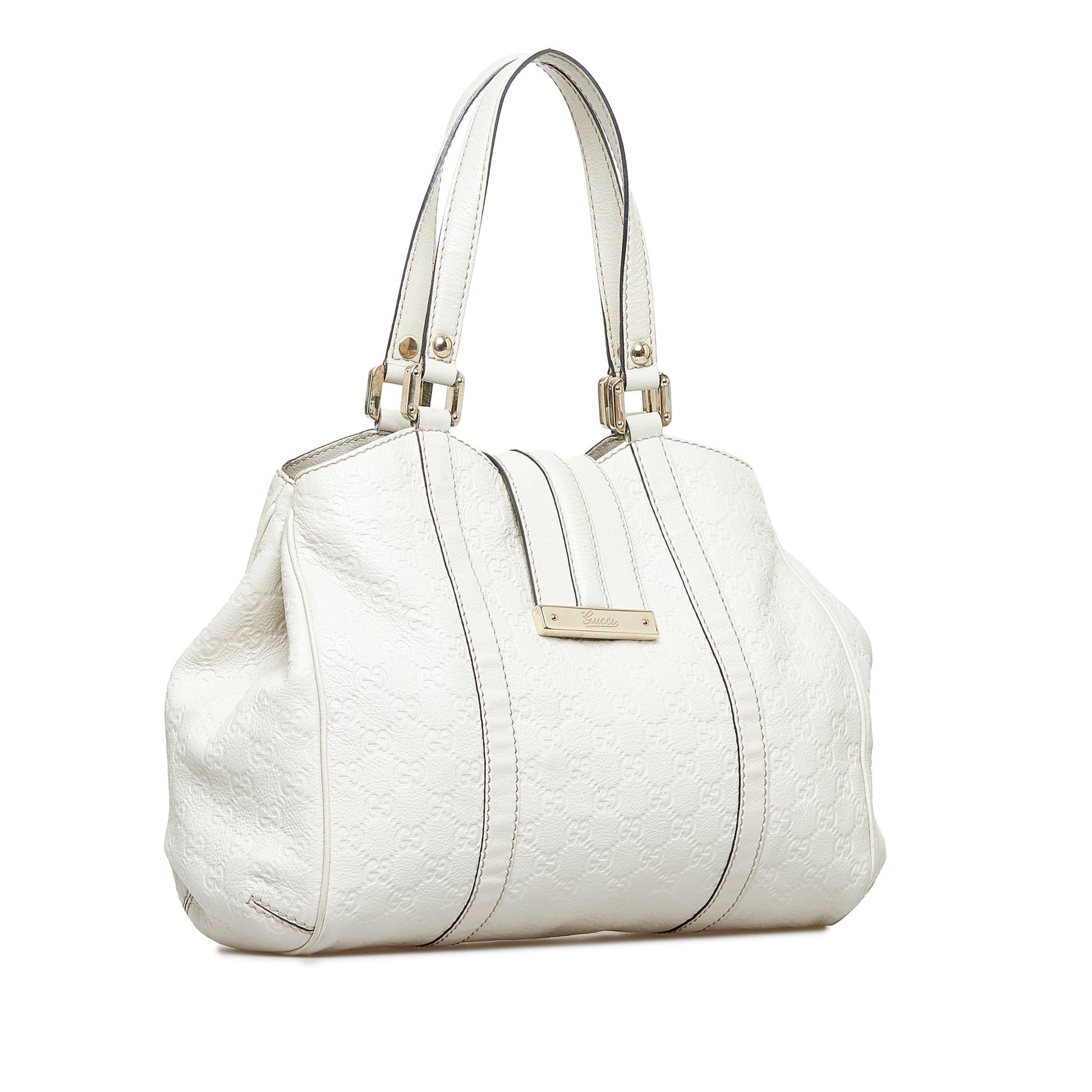 Gucci Guccissima White Leather Tote Style 4
