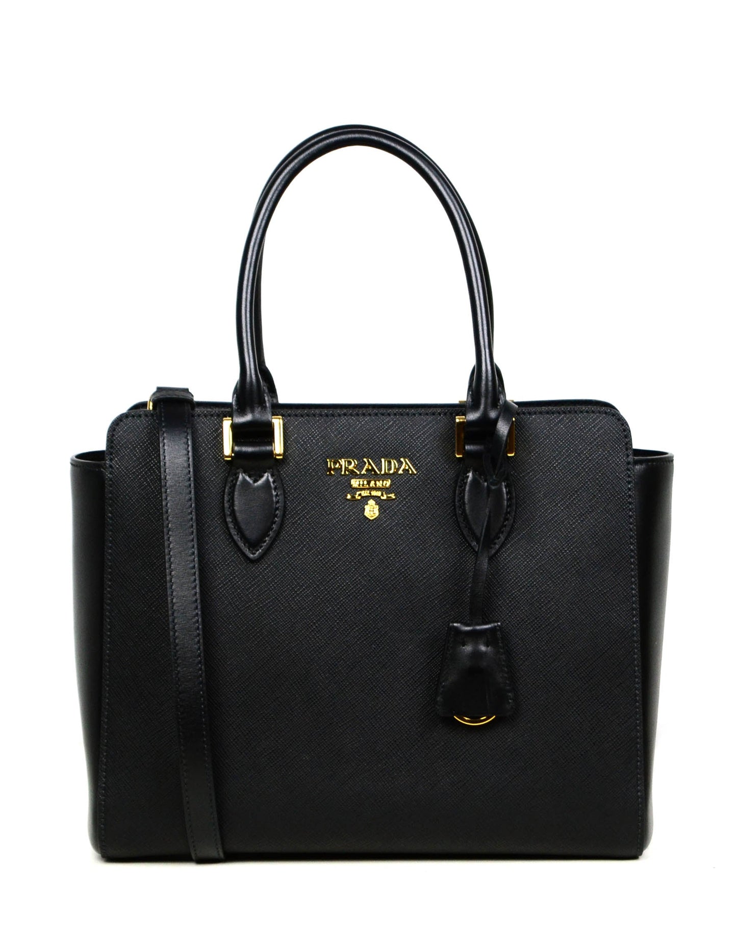 Prada Black Saffiano Small Top Handle Crossbody Bag 1BA113
